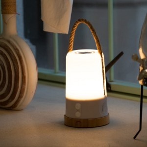 Linterna portátil para acampar, recargable, impermeable, para exteriores, luz de atmósfera RGB con Altavoz Bluetooth