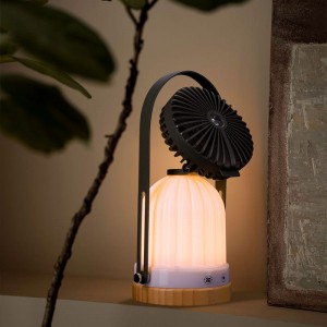Portable Classical Rechargeable LED tafole Fan Lantern moea o matla