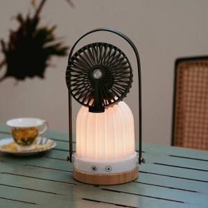 Portable Classical Rechargeable LED table Fan Lantern ລົມແຮງ