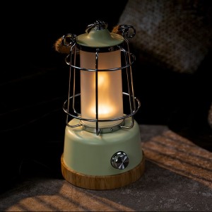 Wurin zama na waje mai ɗaukar nauyi haske mai caji LED hemp igiya lantern