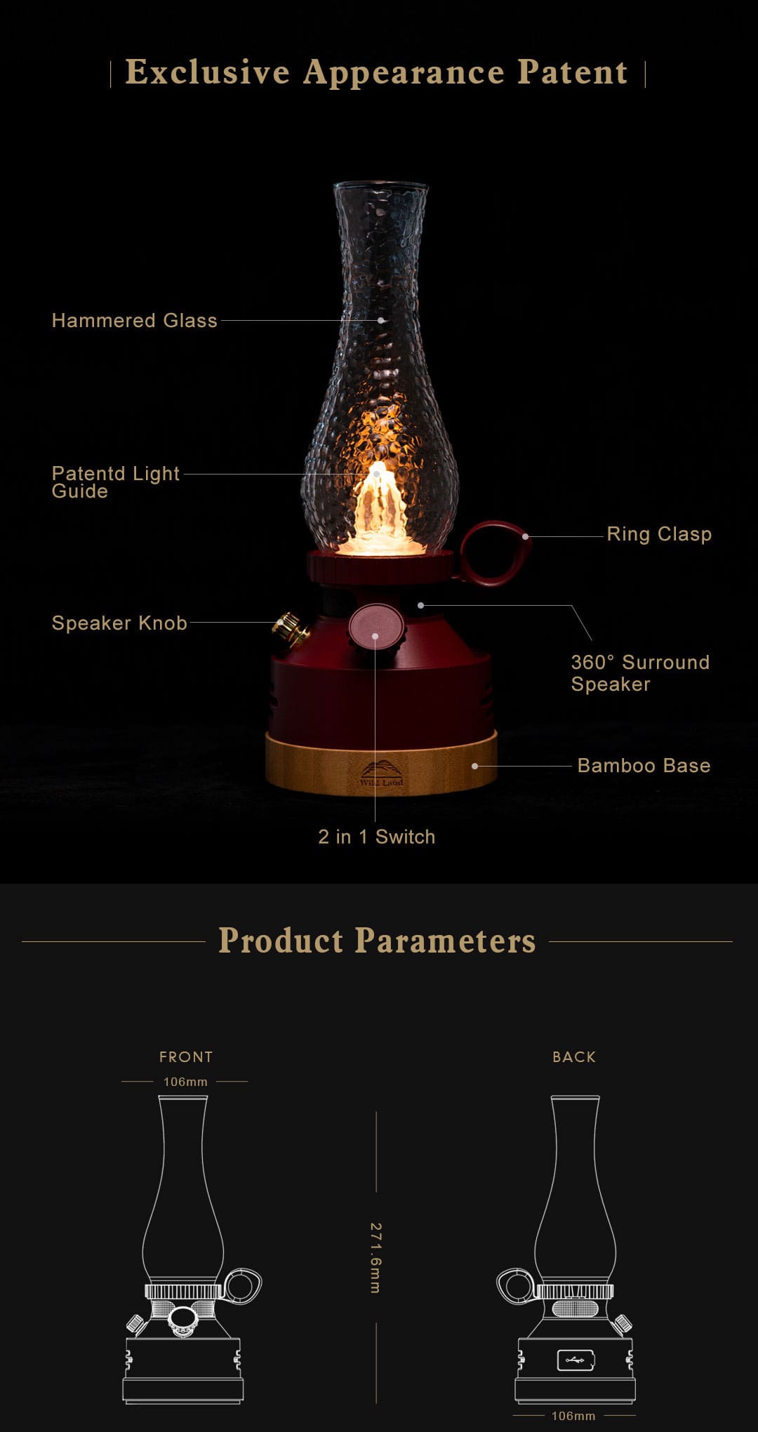 Lantern mizik ak oratè Bluetooth san fil (3)